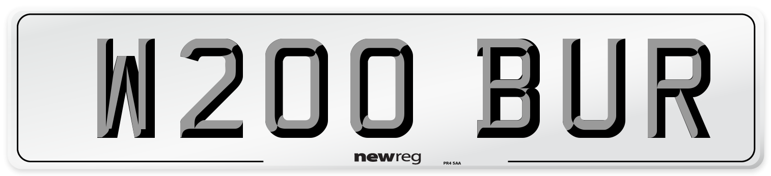 W200 BUR Number Plate from New Reg